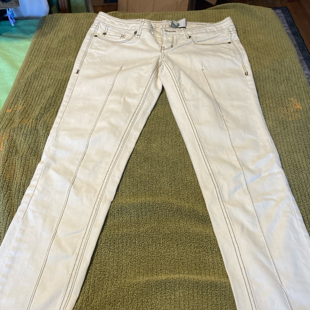 Converse One Star off-white jeans with brown stitching